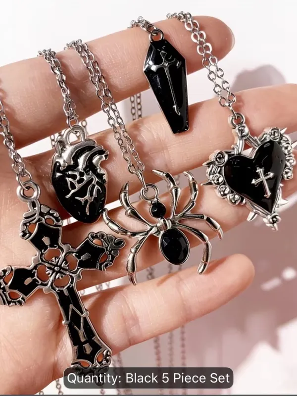 Y2K Vintage Style Stainless Steel (5) Piece Gothic/Punk Style “18 inch Necklaces - Image 2