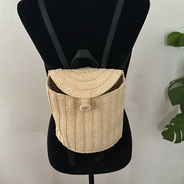 A New Day Straw Basket Backpack - Natural  NWOT - Image 4