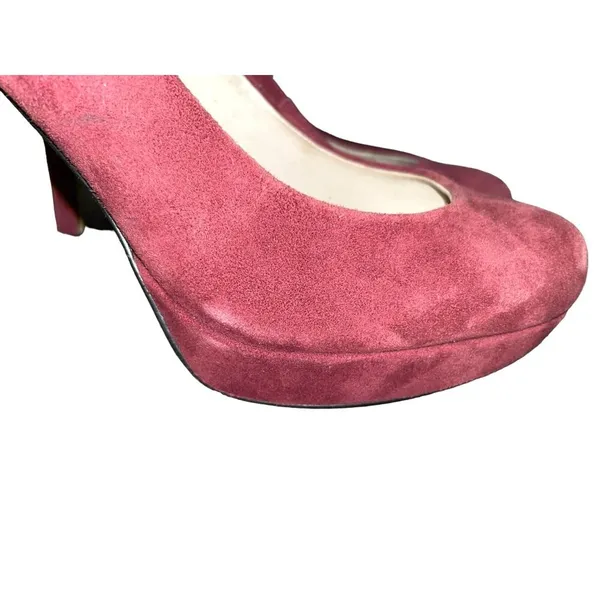 Michael Kors Platform Heals Womens 6M Used Burgundy Suede Heels - Image 6