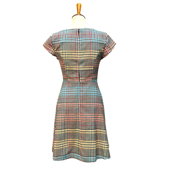 Anthropologie Plaid Fit Flare Dress Fall Hipster Skater Twee Mod Indie Grunge 4 - Image 3