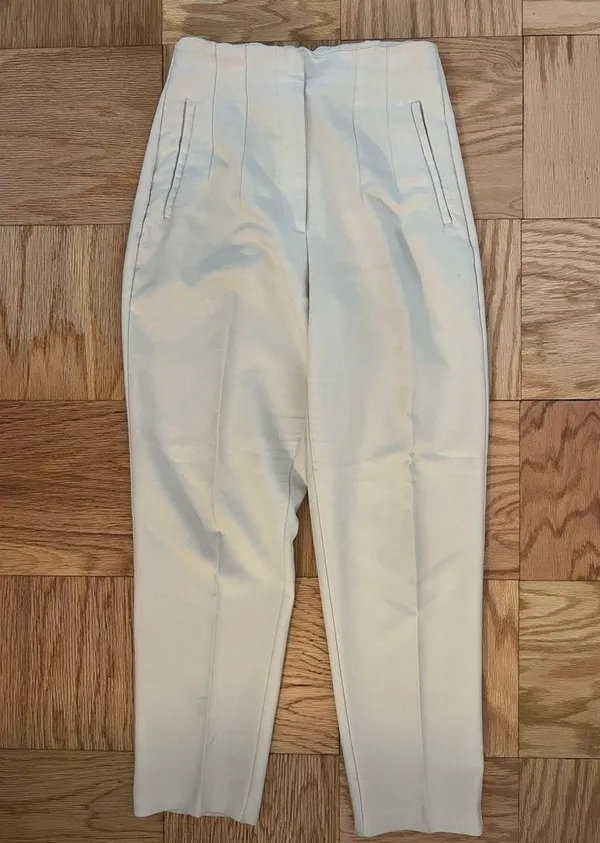 Zara Cream Trousers with Classic Pleats - Image 6