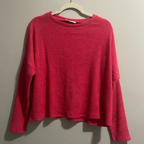 Zenana Cherilyn Ribbed Dolman Sleeve Top - Pink NEW - Image 4