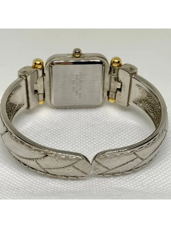 Vintage Vernier women’s two tone quartz analog watch 25mm cuff band 6” running - Image 4