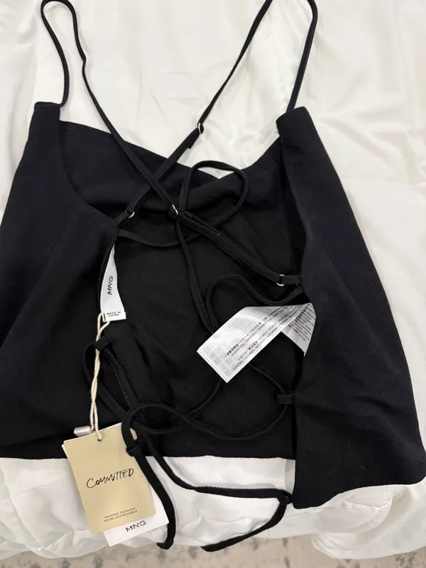Mango Black Cowl Neck Cropped Camisole - Image 4