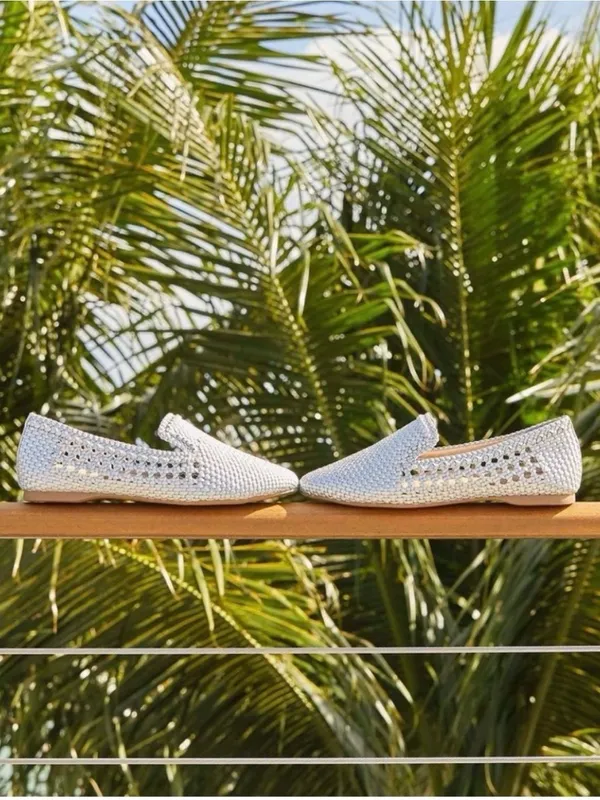 NWT Birdies Starling Silver Woven Loafers Size 6 Coastal Preppy Spring Chic - Image 3