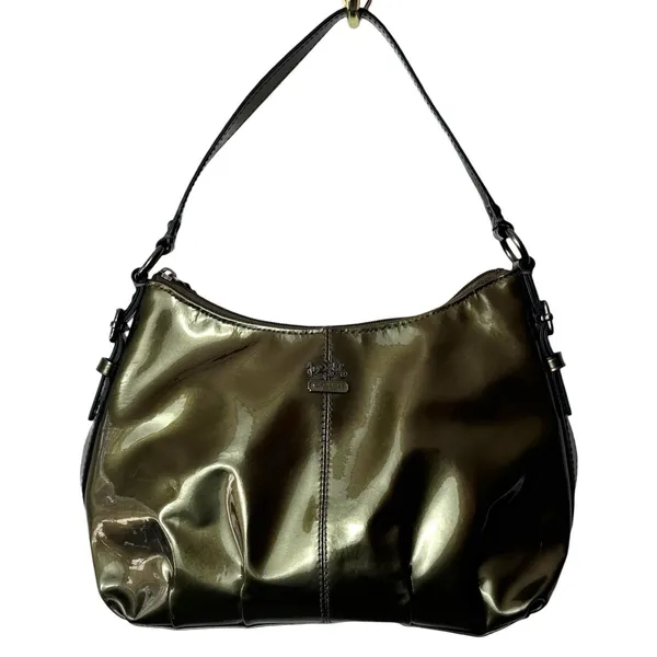 Coach‎ Y2K Madison Patent Leather Demi Small Pleated Pewter Handbag Pouch 46619 - Image 2