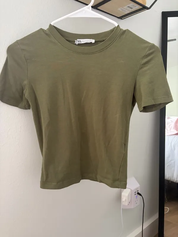 Zara army green crop top - Image 3