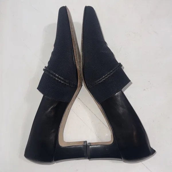 Vintage Y2K Brighton Quincy Black Italy Mesh Braided‎ Leather Closed Toe Heels 9 - Image 3