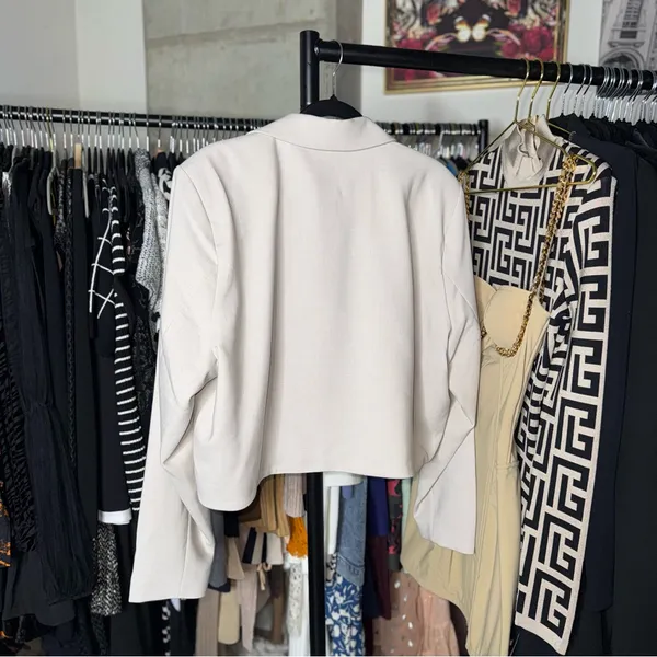 Abercrombie & Fitch Cropped Beige Tailored Blazer Womens XL New NWT Preppy - Image 5