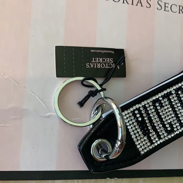 VICTORIA'S SECRET Rhinestone Logo Wristlet Keychain Strap - Image 4