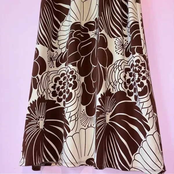 Y2K Jonathan Martin Retro Japanese Floral Maxi Babydoll Dress Women M Neutral - Image 3