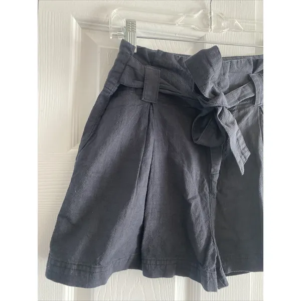 Free People Paperbag Waist Shorts Womens Size 2 Grey Linen‎ Blend Boho Casual - Image 2