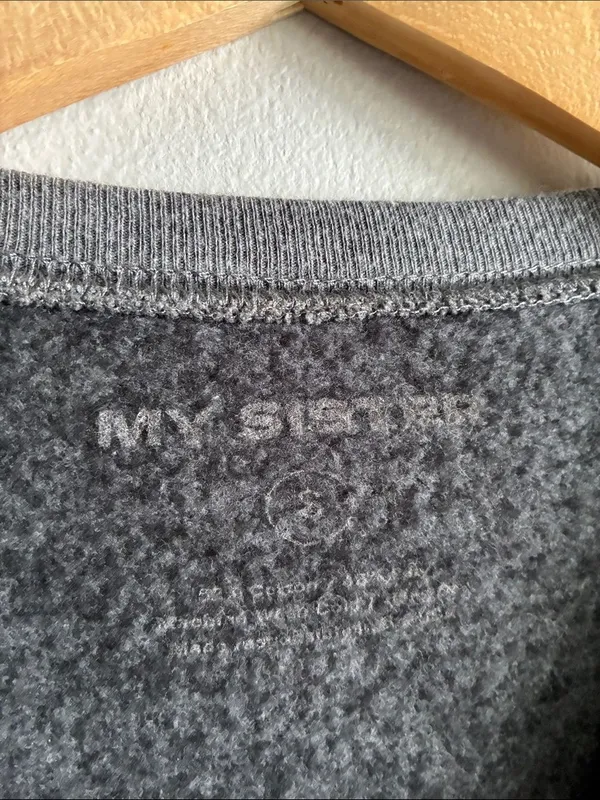 My Sister Year of the Woman Cropped Sweatshirt Gray Oversized Graphic Pullover - Image 2