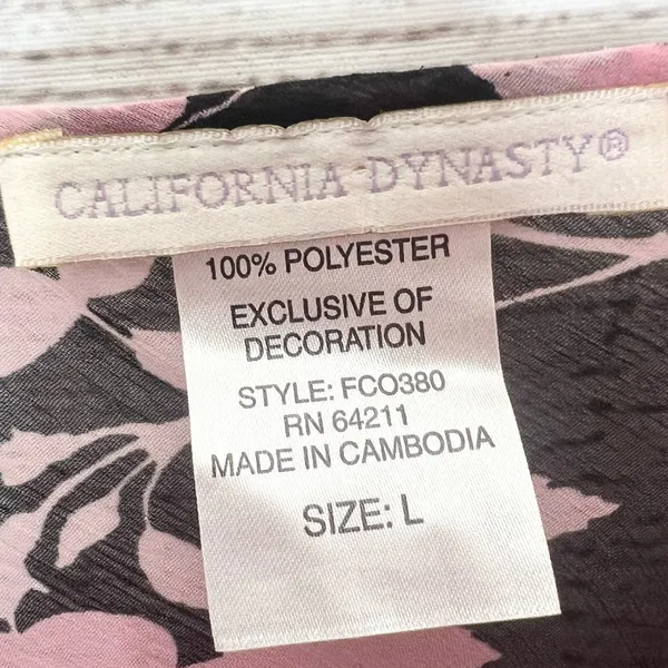 Vintage California Dynasty Sheer Black & Pink Floral Chemise Lingerie Size Large - Image 12