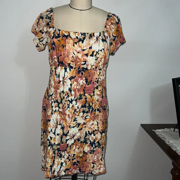 Free People Wren Printed Smocked Summer Mini Dress Size Large - Image 4
