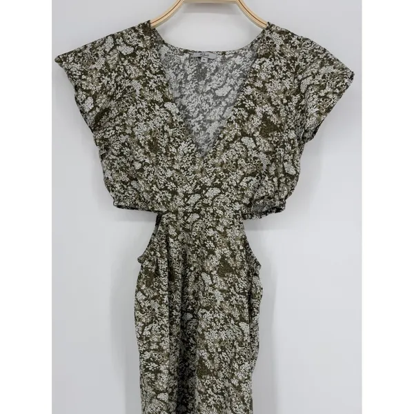Rails Nyla Olive Vine Cut Out‎ Mini Dress Medium Green Floral Boho Summer Cotton - Image 5