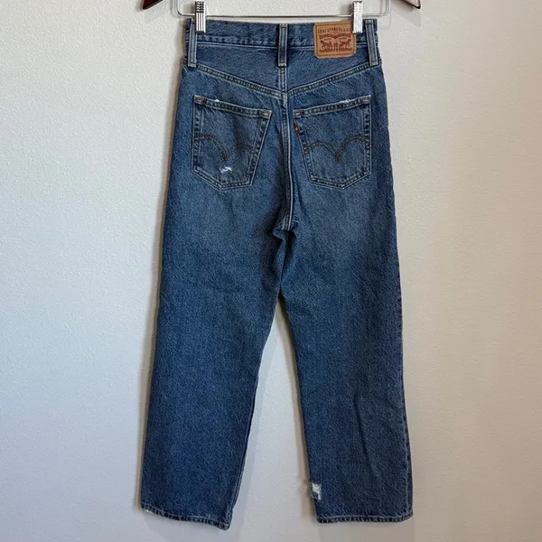 Levis 501 Faded Distressed Ribcage Straight Ankle Jeans Inseam 27" Size 24 - Image 4
