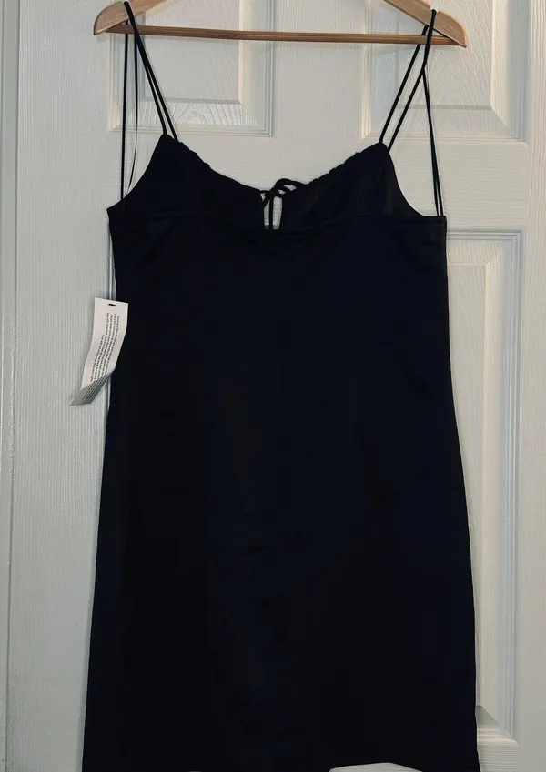Topshop NWT Gathered Bust Mini Slip Dress In Black - 10 - Image 5