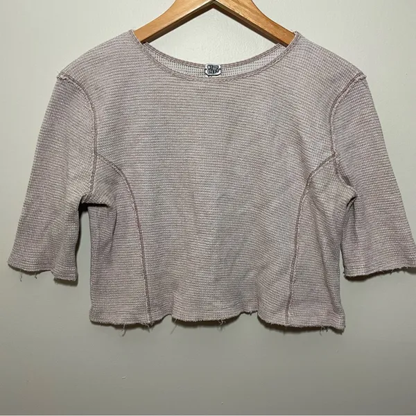 Free People Waffle Knit Cropped Thermal Top - Image 3