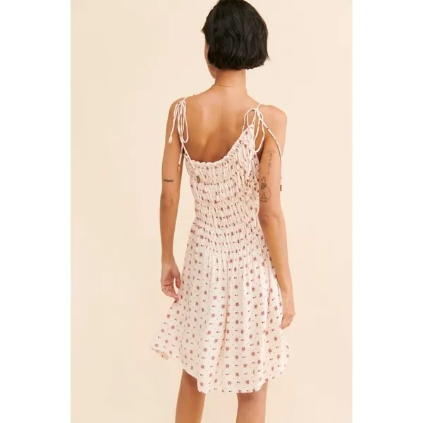 NEW Sz XS print Free People Tiered Pull-On Clementina Mini Dress in Ivory Combo - Image 4