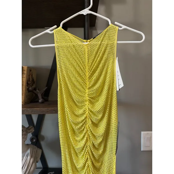 retrofete Marsann Ruched Bodycon Crystal Dress Buttercream Womens Size Medium - Image 9