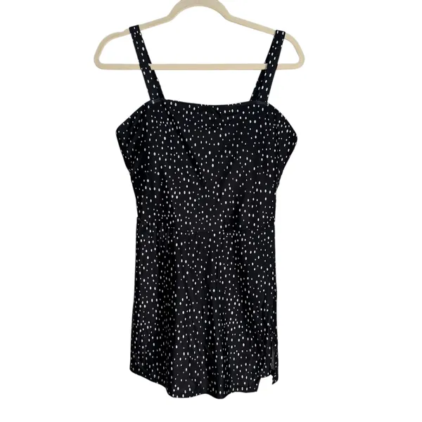 DACI Classic Fashion Collection Black White Polka Dot Square‎ Neck Mini Dress L - Image 2
