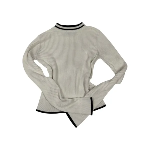Aeropostale Ribbed Sweater Cream Black Trim Cropped Preppy‎ Minimalist Size L - Image 5
