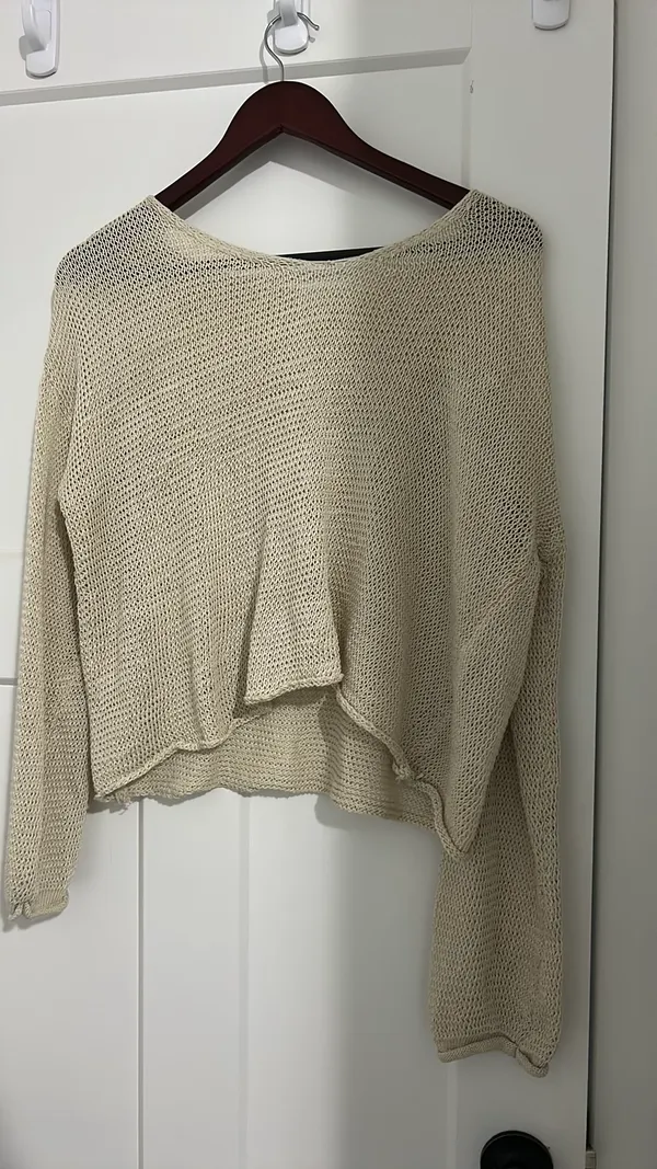 Semi See Through Knit Cover Up Tan - Image 2