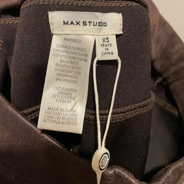 NEW! Max Studio Brown Faux Leather Skinny‎ Pants - Image 7
