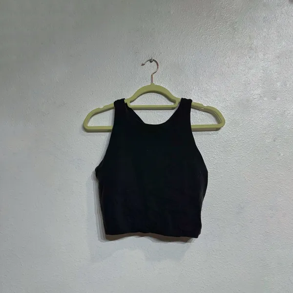 Athleta Black Conscious Crop Racerback Sports Bra Sz L - Image 2