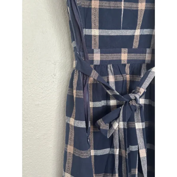 Revolve J.O.A. Tie Shoulder Plaid Mini Dress Navy Blue Preppy casual retail $95 - Image 8