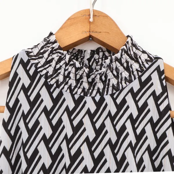 Sam Edelman Geo Mock‎ Neck Smock Waist Midi Dress Womens Size 4 Black White NWT - Image 12