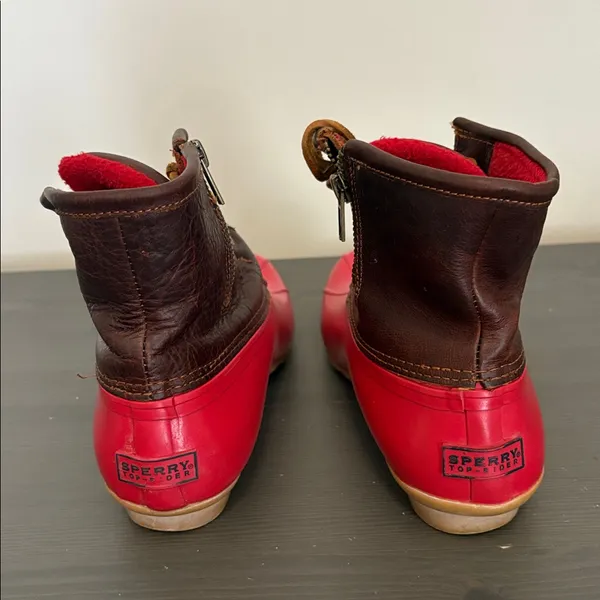 Sperry Women’s Waterproof Duck Boots Red Brown Leather‎ Fleece Lined Size 8 - Image 8