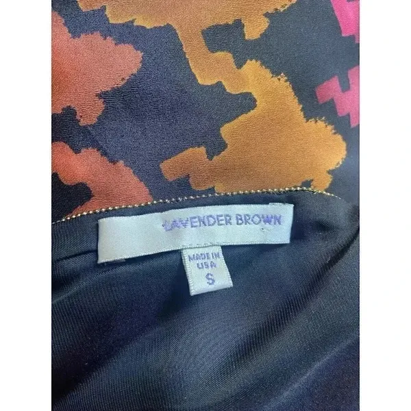 LAVENDER BROWN Orange Pink Burgundy Fall Houndstooth Maxi‎ Dress Size S Small - Image 8