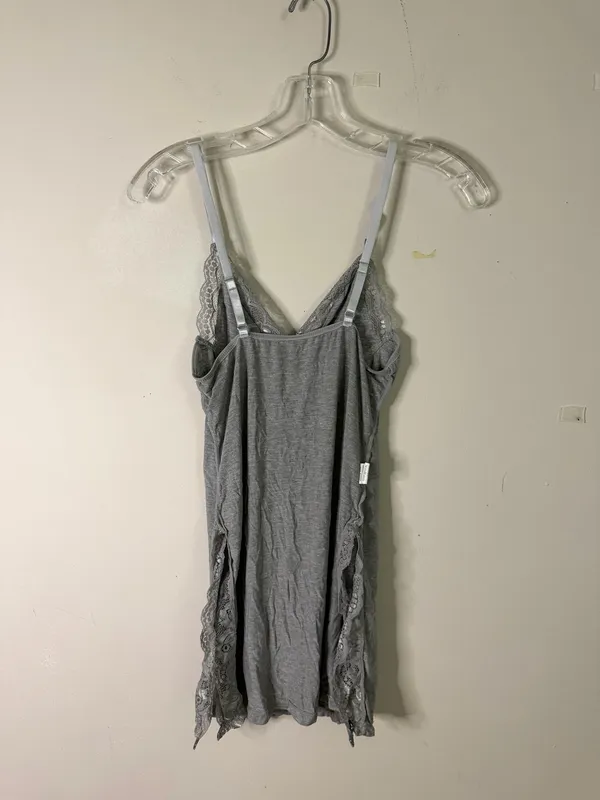 Women’s Gray Lace-Trim Sleep Slip - Image 3