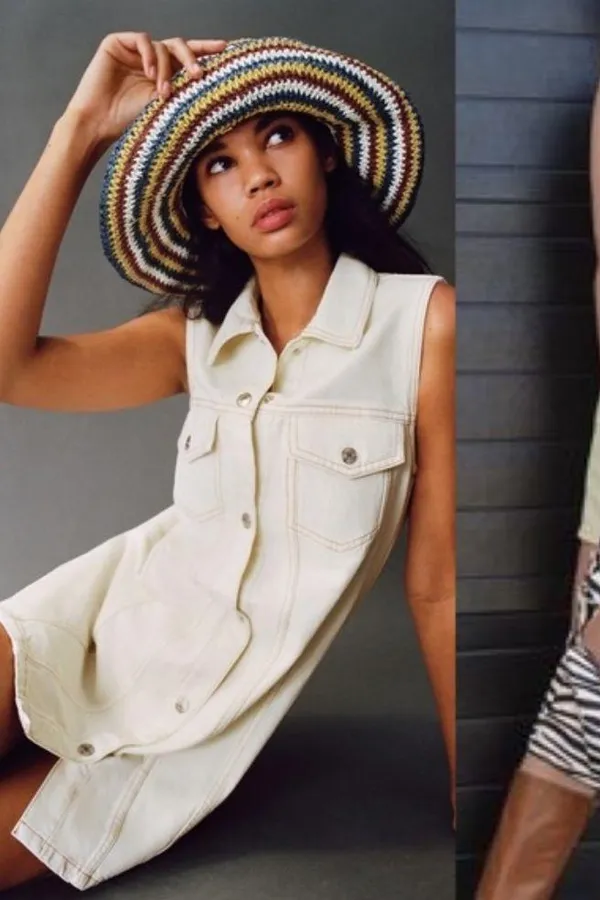Zara NWT Denim Dress with Topstitching - Vanilla. Size XS! - Image 3