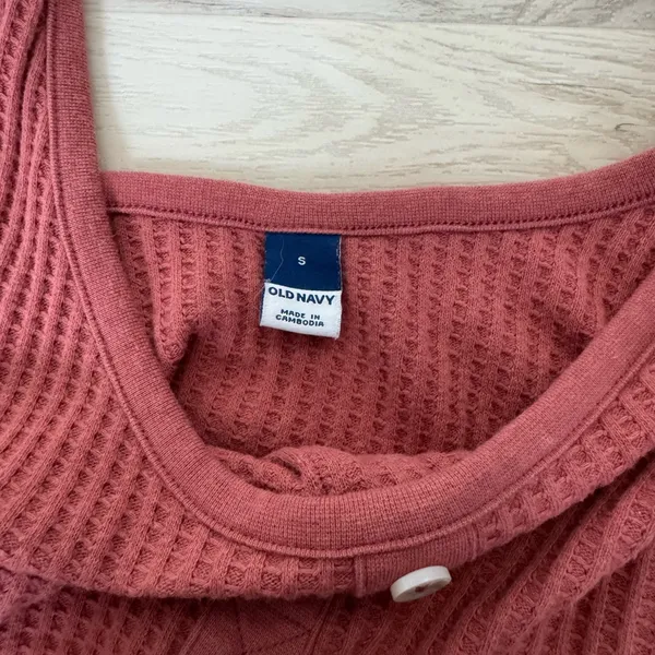 Old Navy Ribbed Button-Front Crop Top & Joggers Set - Rose - Image 4