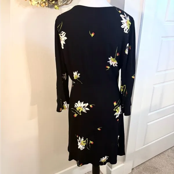 Free People Time On My Side Floral Wrap Mini Dress Black 3/4 Sleeve Sz M💚 - Image 6