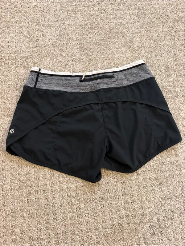 Lululemon Run: Speed Shorts Black with Heather Gray Waist Size 6 Workout - Image 2