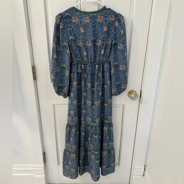 Floral patterned long sleeve dress • size XS • boho style • lightweight & flowy - Image 3