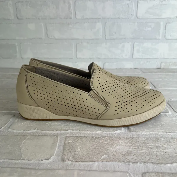 Dansko‎ 40 Loafer Slip On Sneaker Womens 9.5 10 Beige Perforated Nubuck Leather - Image 2