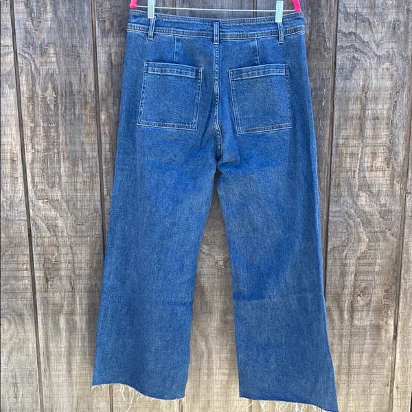 Cupshe Wide Leg Raw Hem Stretchy Jeans Size XL - Image 3