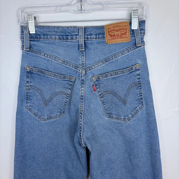 Levi's Ribcage Straight Ankle Jeans Medium Indigo Blue Highest Rise Size 26 - Image 9