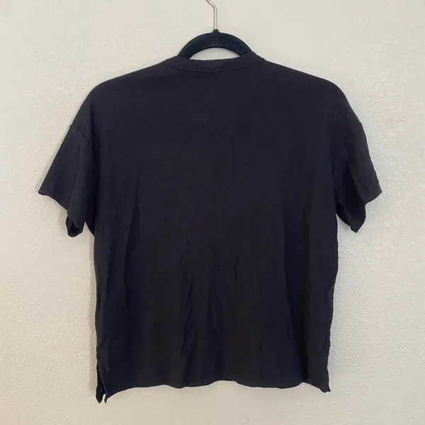 Standard James Perse Black Short Sleeve Shirt Boxy Cotton Blend Women's 0 / XS - Image 6