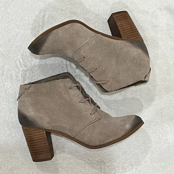 Toms Tan Lunata Suede Lace-Up Heeled Booties Size 7 - Image 9