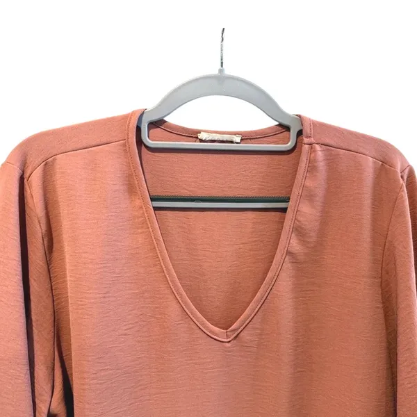 Jodifl Balloon Sleeve Blouse Terracotta Boho V-Neck Textured Top Womens‎ Medium - Image 3