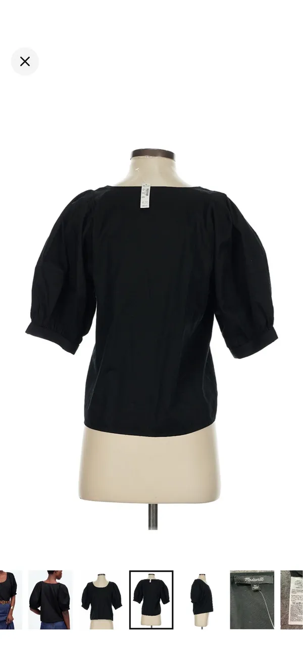 Madewell Black Puff Sleeve Top NWT - Image 5