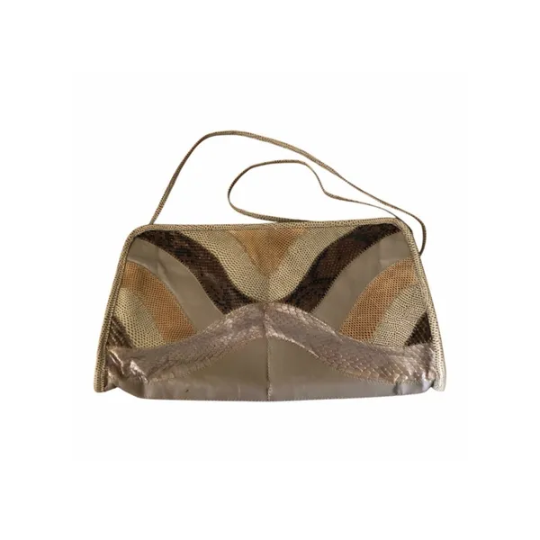 Vintage Snakeskin Patchwork Shoulder Bag Neutral Wave Boho Retro Purse - Image 4