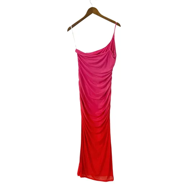 Lulus Krista Pink Ombre Mesh One-Shoulder Maxi Dress size M NWT - Image 3