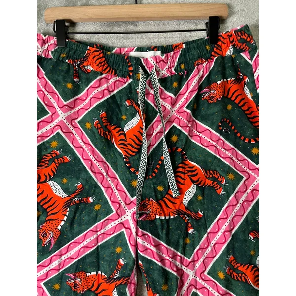 Anthropologie Corinne Lent Tigress Flannel Pajama Pants Large Loungewear Comfort - Image 2